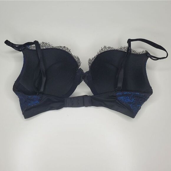Victoria's Secret 32C Bombshell Bra Blue Metallic Foil Crystal Swarovski Crystal - Picture 2 of 10